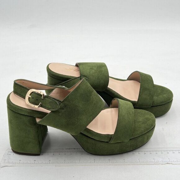 Women's Platform Heels Sandals Block Chunky High Heeled Suede Sandal  Green - Picture 3 of 6